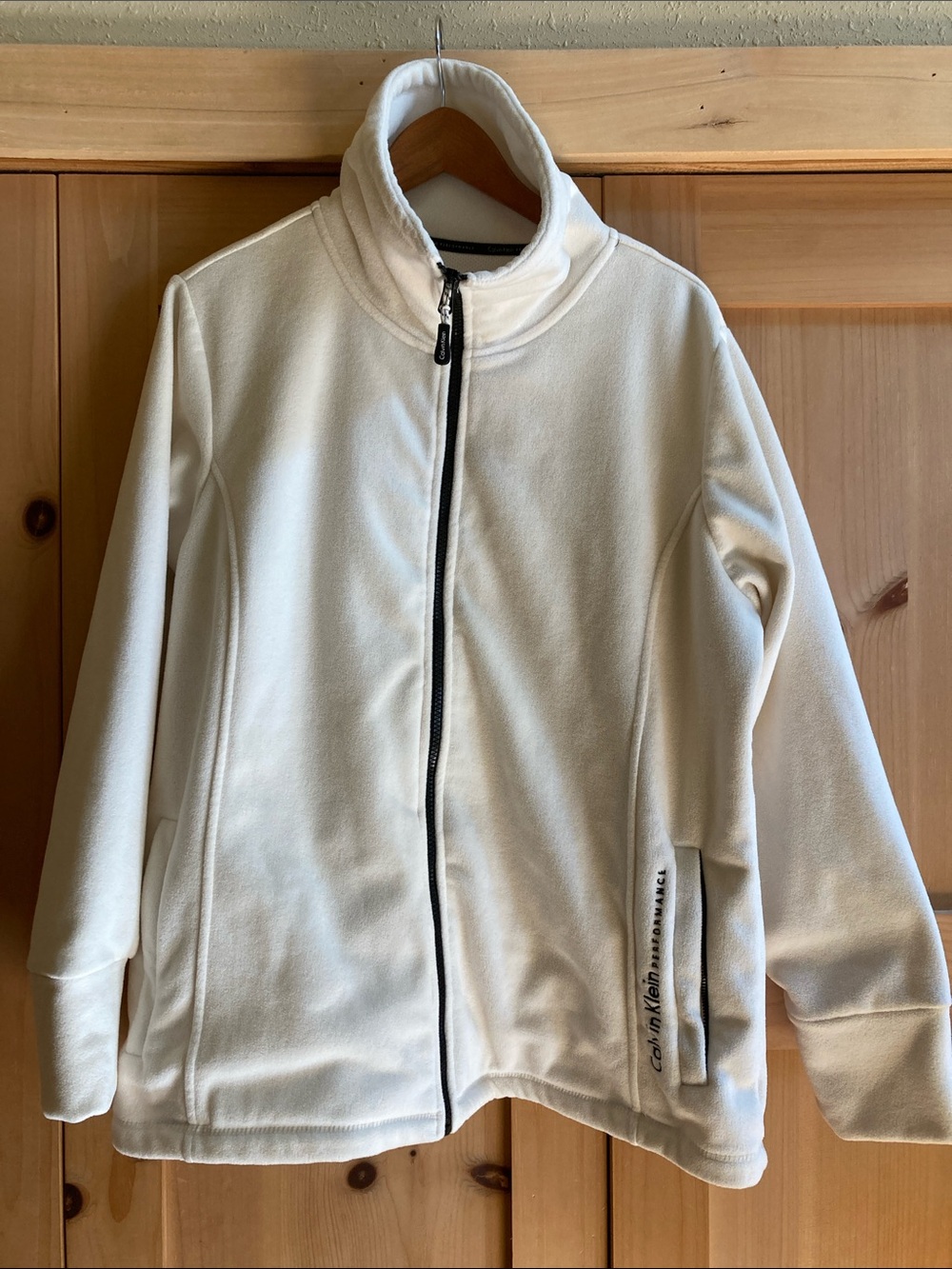 Calvin Klein Performance Cream Zip-Front Fleece Jacket